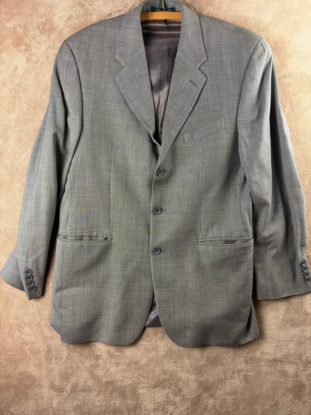 Polo Ralph Lauren Gray Glen Plaid Blazer Sport Coat Suit Jacket Mens 40T 40L